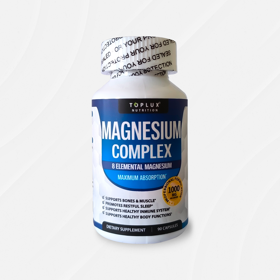 🟣 Complejo de Magnesio 1000 mg (8 Formas de Magnesio) 90 Cápsulas – Toplux
