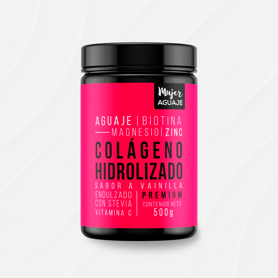 🟣 Colágeno Hidrolizado Mujer Aguaje Premium + Biotina, Magnesio y Zinc (500g) – Sabor Vainilla